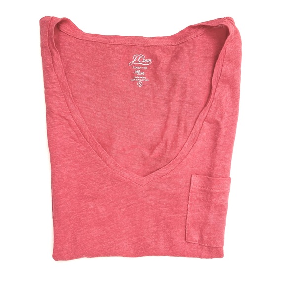 🪸 J Crew Linen V Neck w/ Pocket - Picture 2 of 2